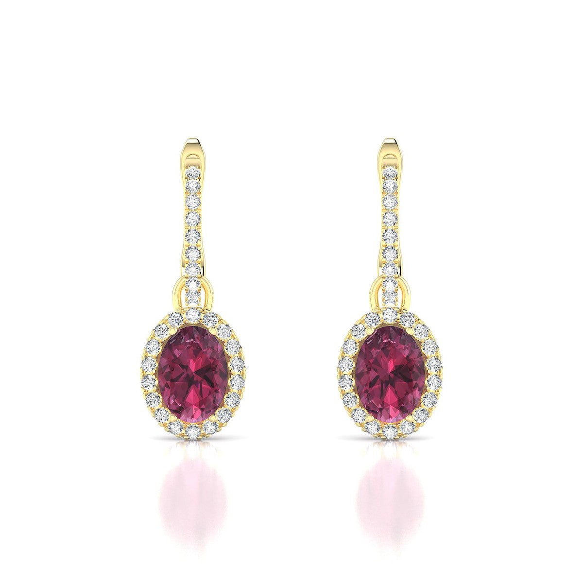 Sunrise | 18k Yellow Gold 7 x 5 mm Oval Rhodolite Earrings