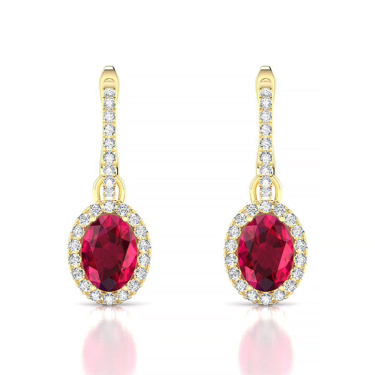 Sunrise | 18k Yellow Gold 7 x 5 mm Oval Ruby Earrings