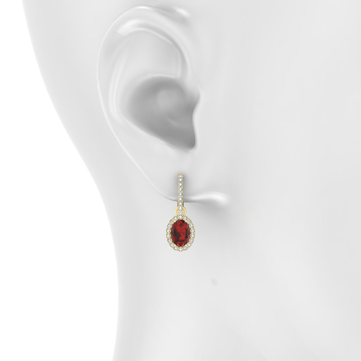 Sunrise | 18k Yellow Gold 7 x 5 mm Oval Garnet Earrings