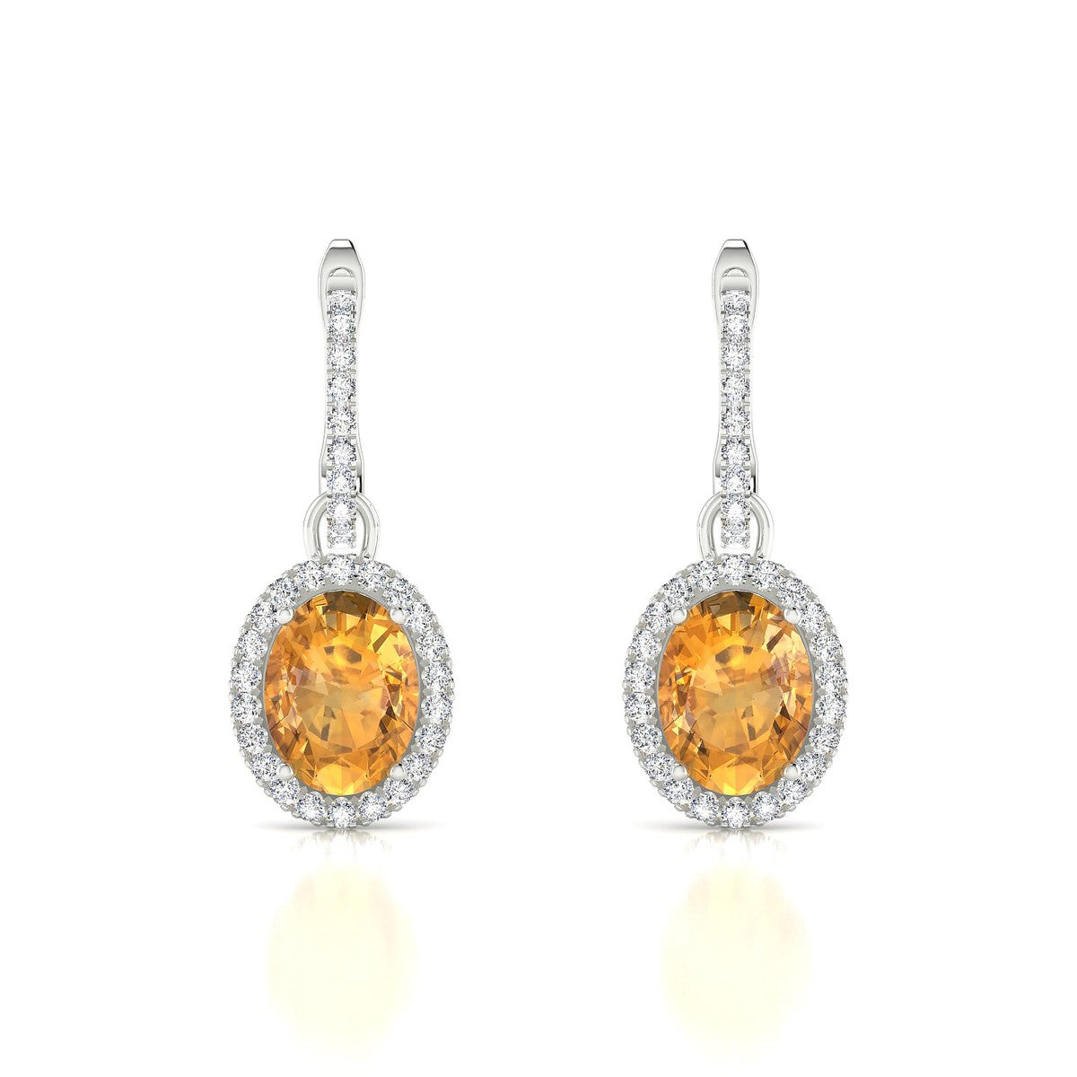 Sunrise | 18k White Gold 8 x 6 mm Oval Citrine Earrings