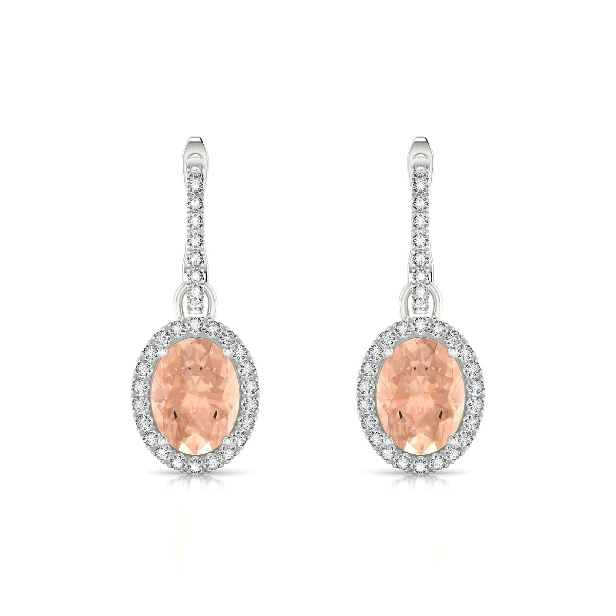 Sunrise | 18k White Gold 8 x 6 mm Oval Morganite Earrings