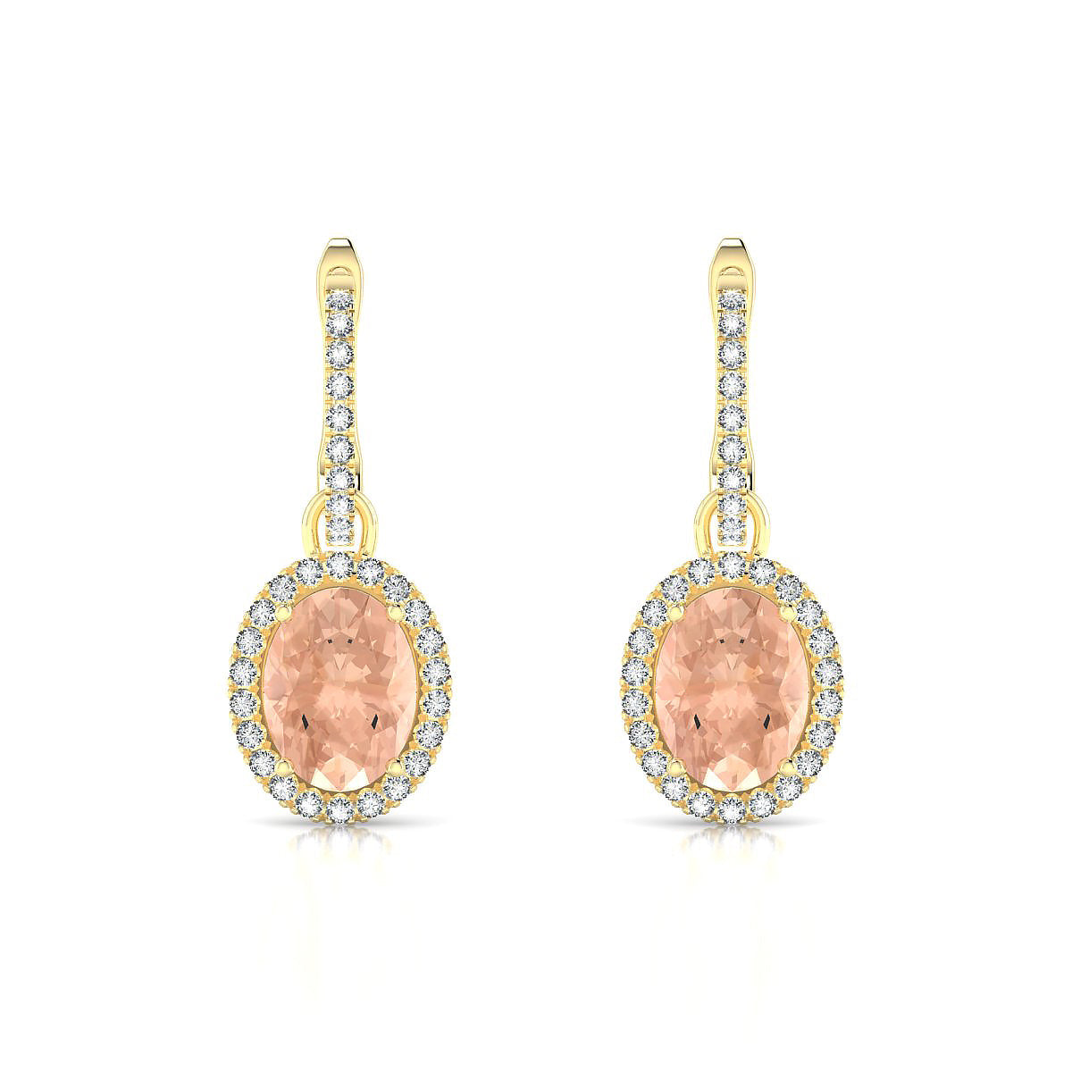 Sunrise | 18k Yellow Gold 8 x 6 mm Oval Morganite Earrings