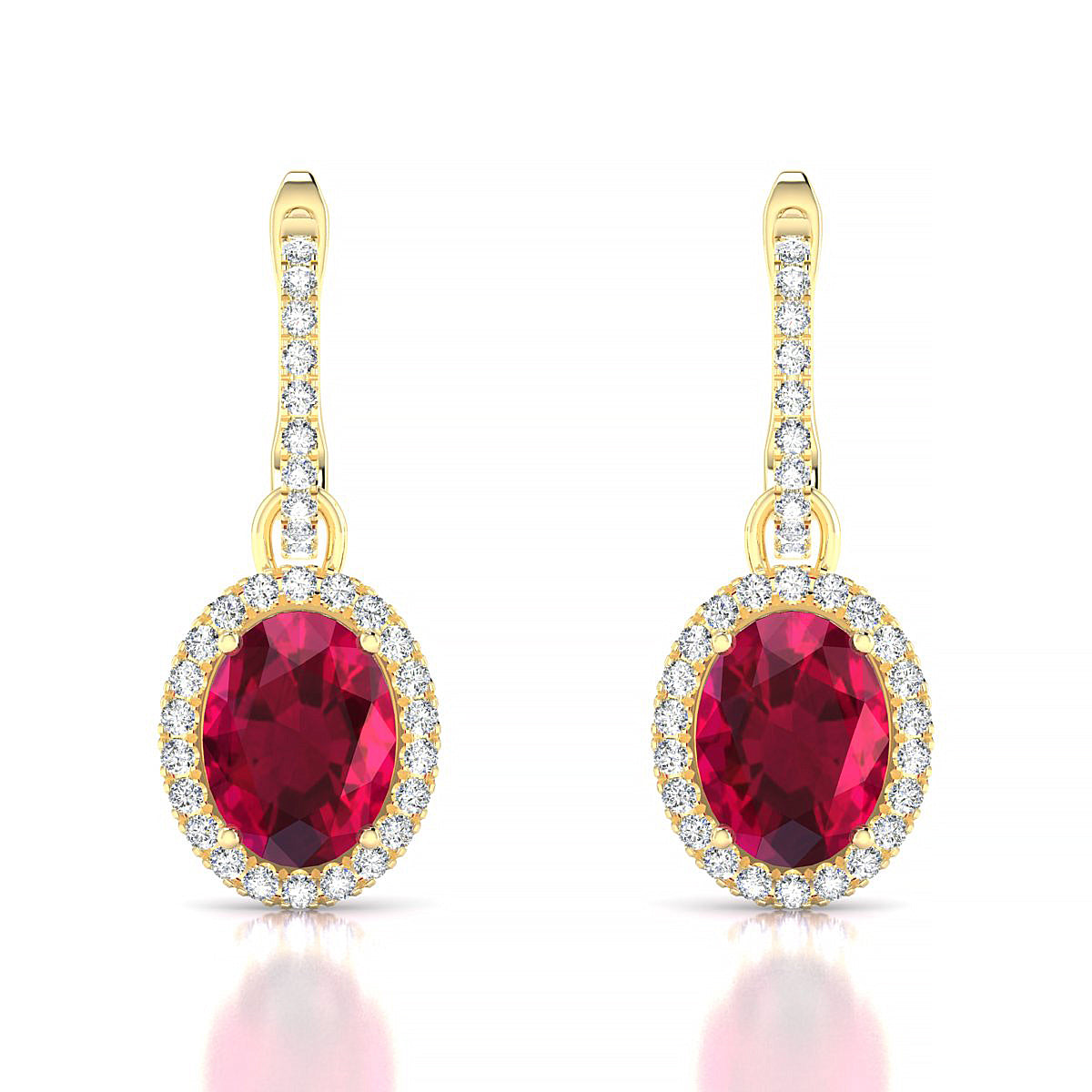 Sunrise | 18k Yellow Gold 8 x 6 mm Oval Ruby Earrings