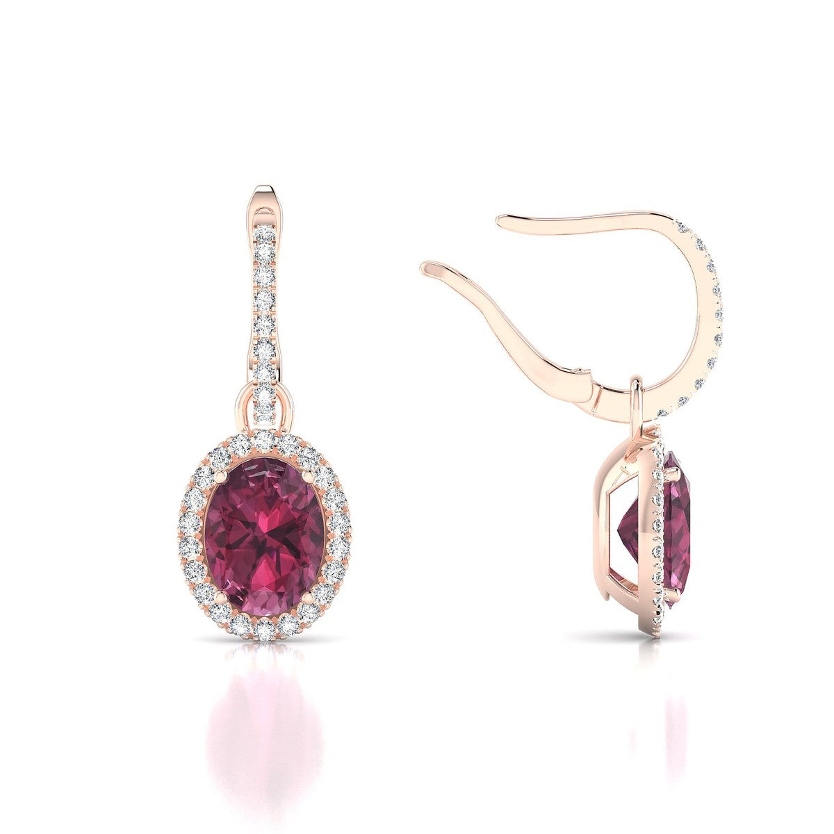 Sunrise | 18k Rose Gold 8 x 6 mm Oval Rhodolite Earrings