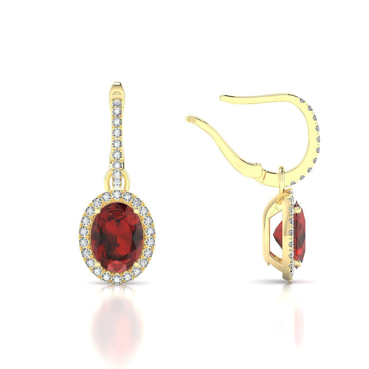Sunrise | 18k Yellow Gold 8 x 6 mm Oval Garnet Earrings
