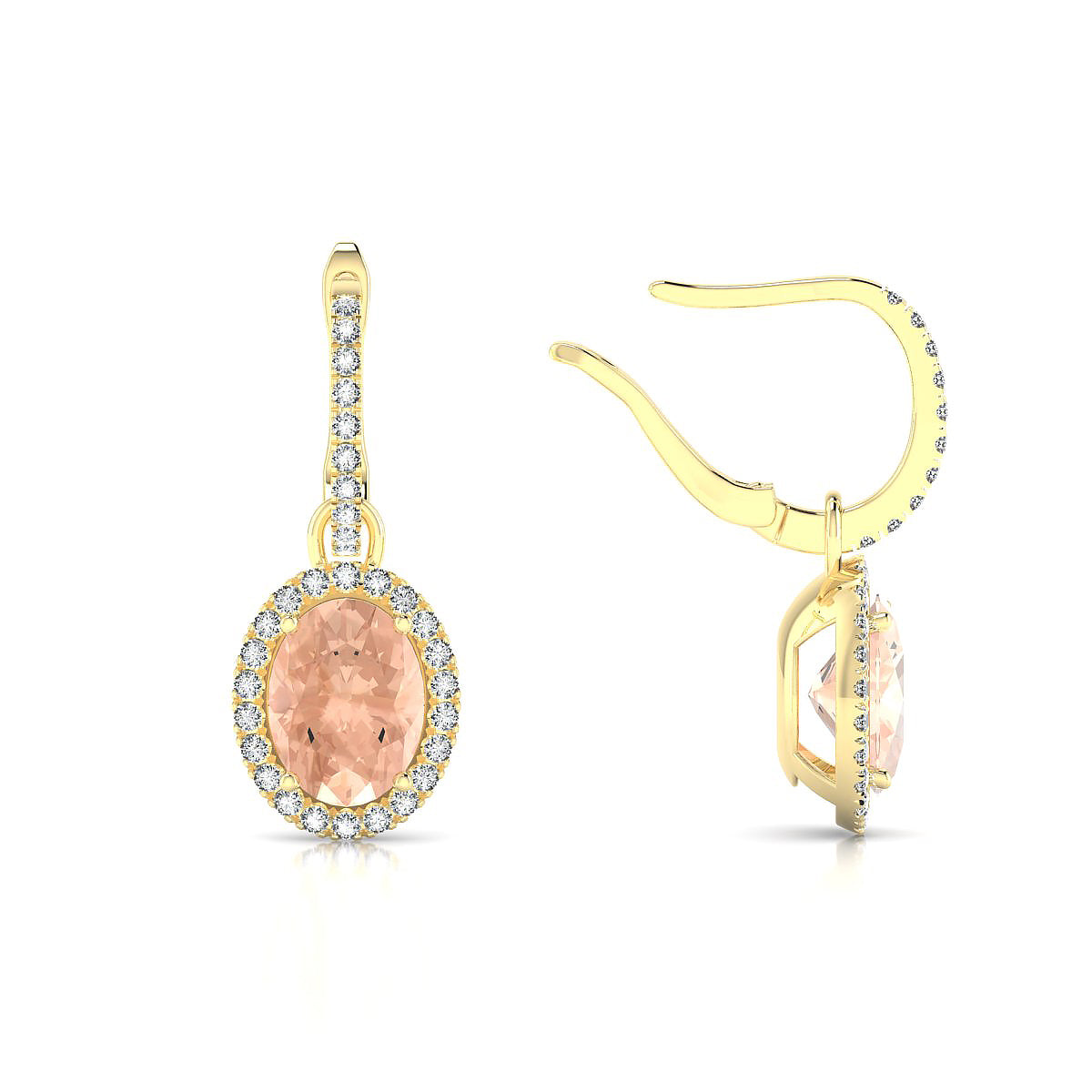 Sunrise | 18k Yellow Gold 8 x 6 mm Oval Morganite Earrings