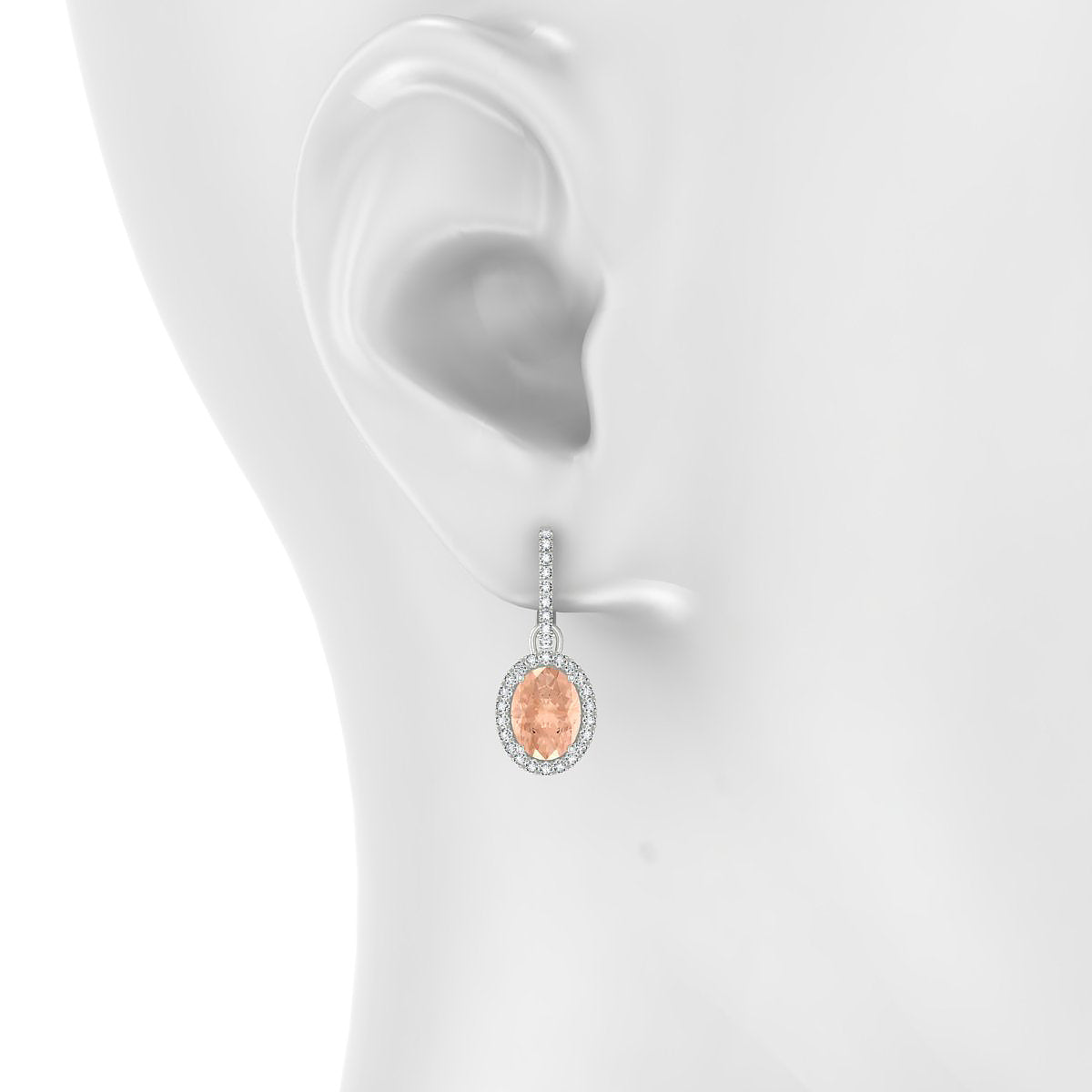 Sunrise | 18k White Gold 8 x 6 mm Oval Morganite Earrings