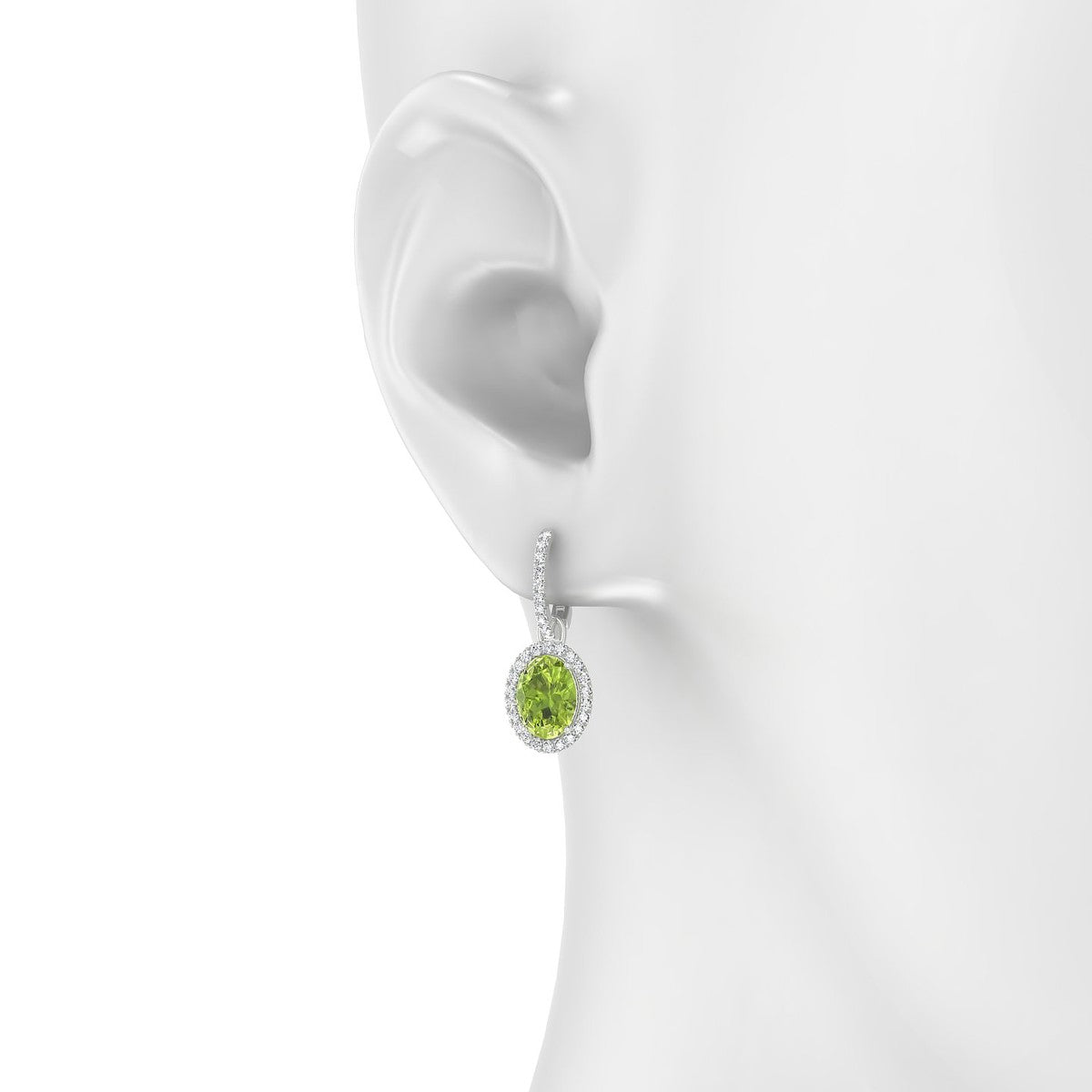 Sunrise | 18k White Gold 8 x 6 mm Oval Peridot Earrings