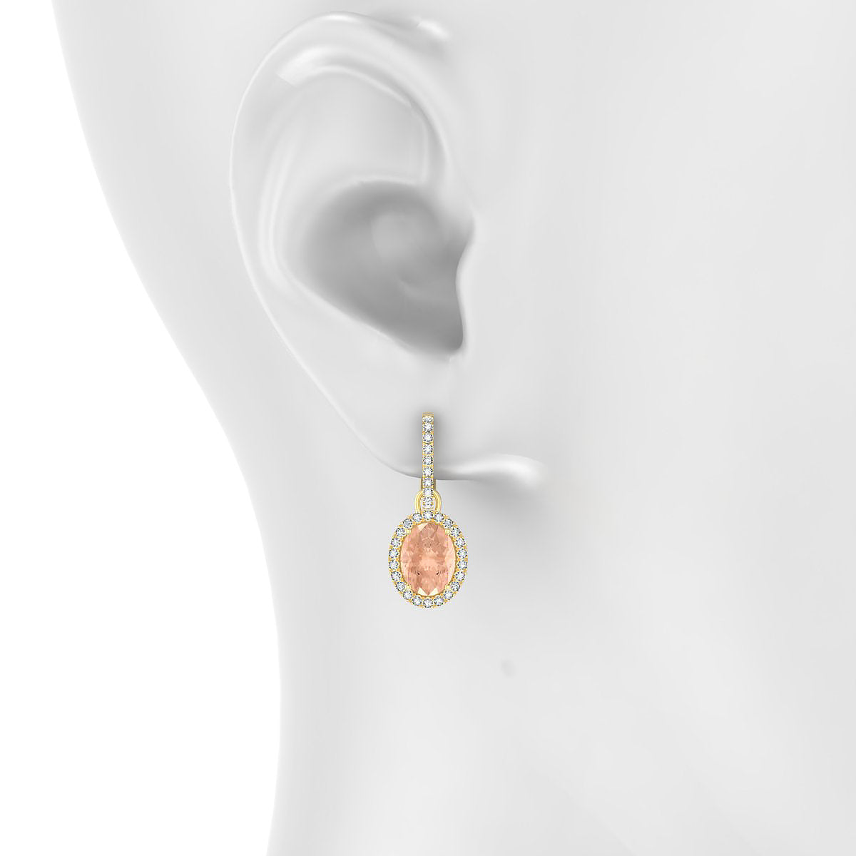 Sunrise | 18k Yellow Gold 8 x 6 mm Oval Morganite Earrings