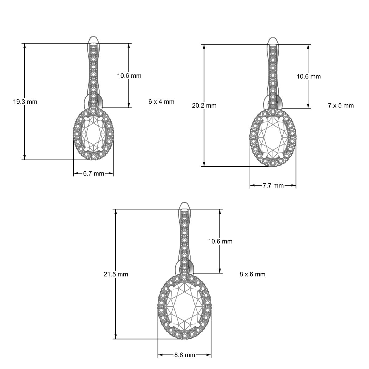 Sunrise | 18k White Gold 8 x 6 mm Oval Pink Sapphire Earrings