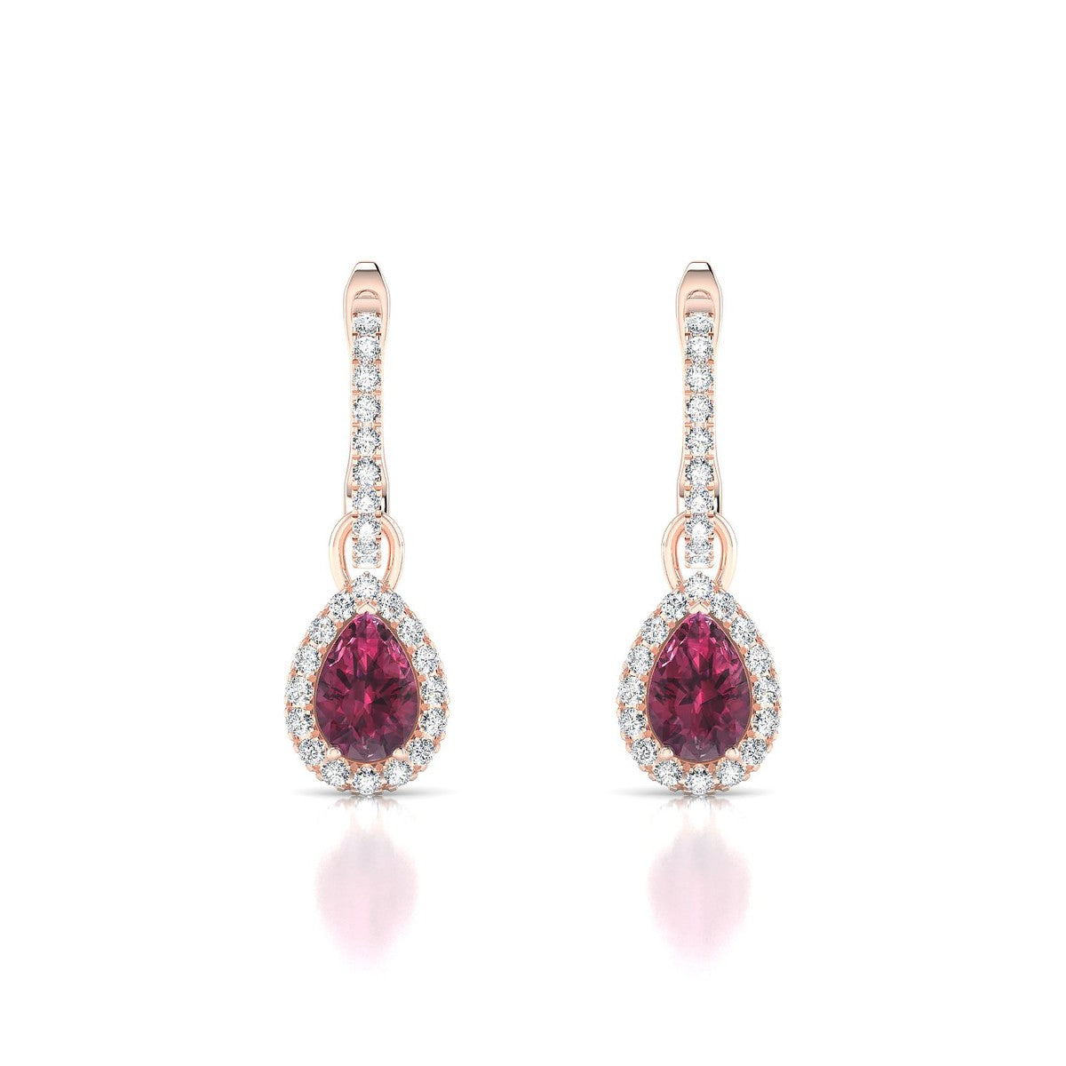 Sunrise | 18k Rose Gold 6 x 4 mm Pear Rhodolite Earrings