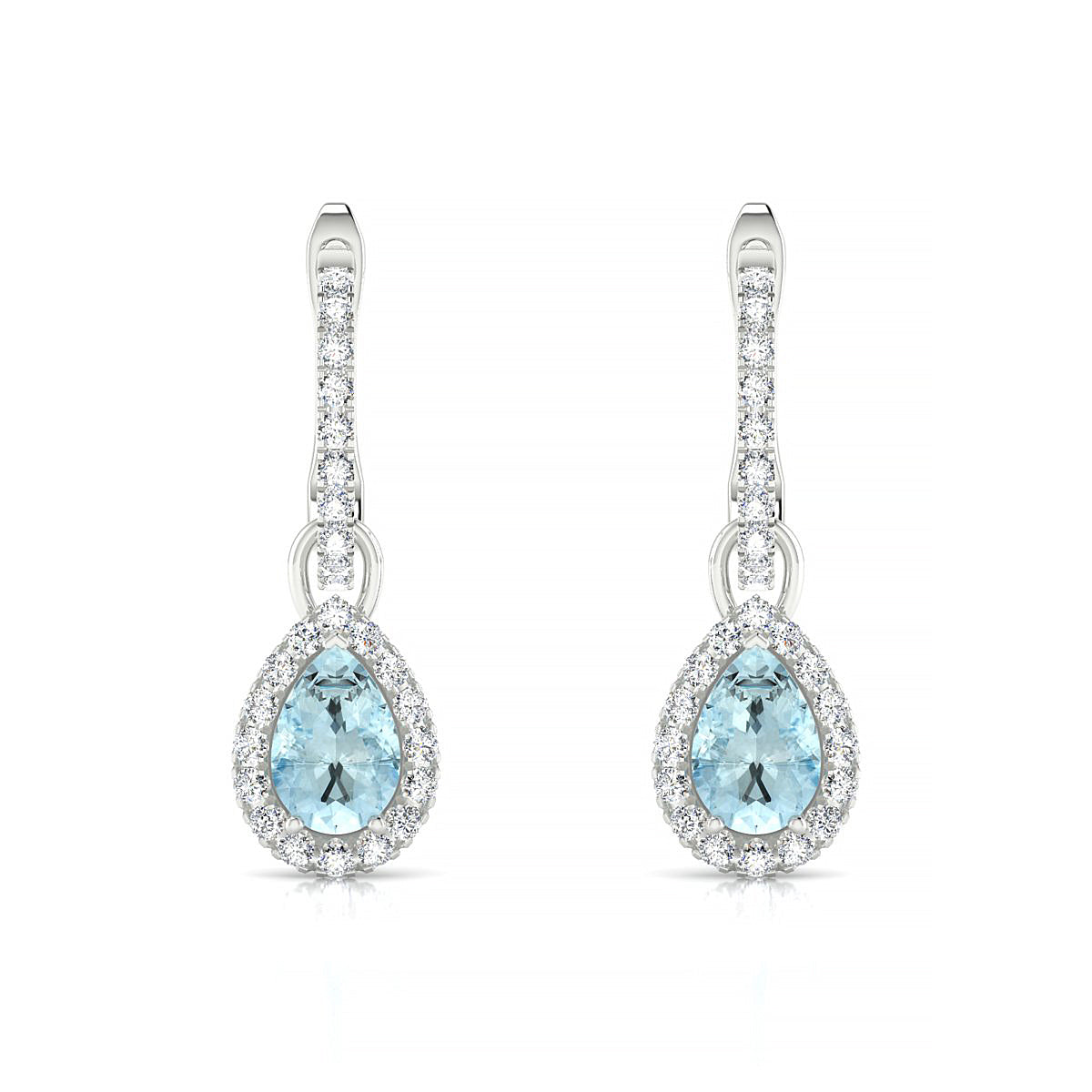 Sunrise | 18k White Gold 6 x 4 mm Pear Aquamarine Earrings