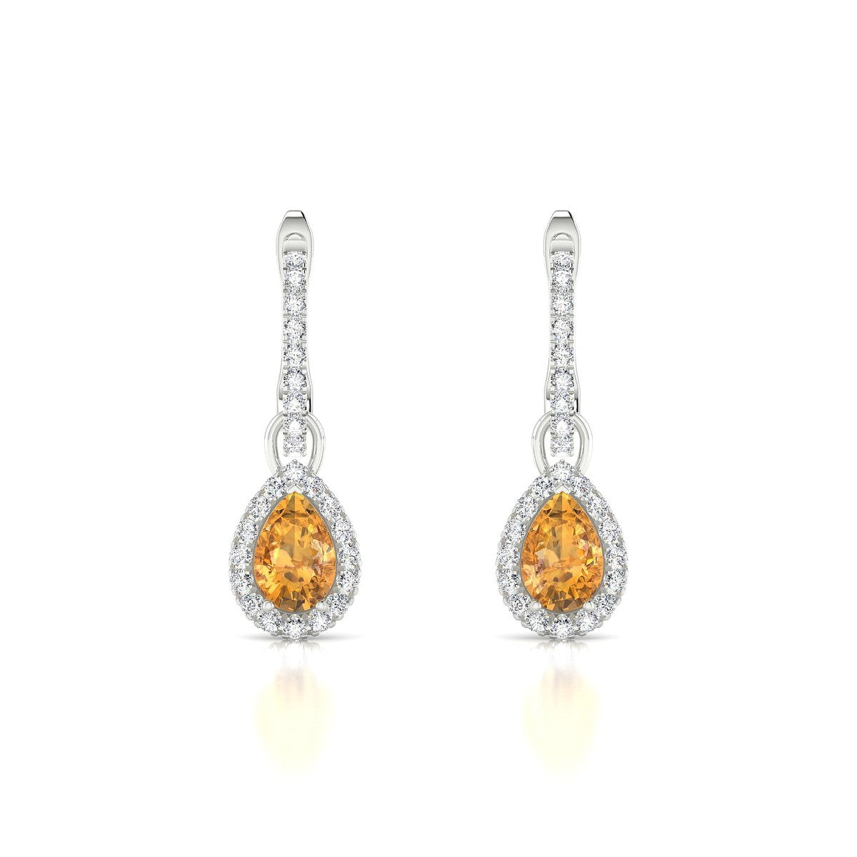 Sunrise | 18k White Gold 6 x 4 mm Pear Citrine Earrings