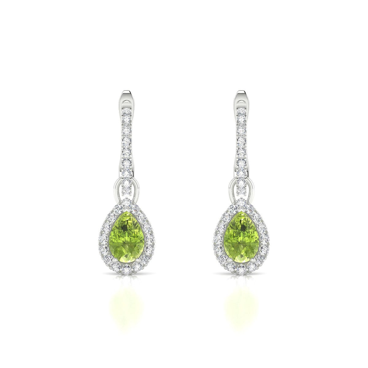 Sunrise | 18k White Gold 6 x 4 mm Pear Peridot Earrings