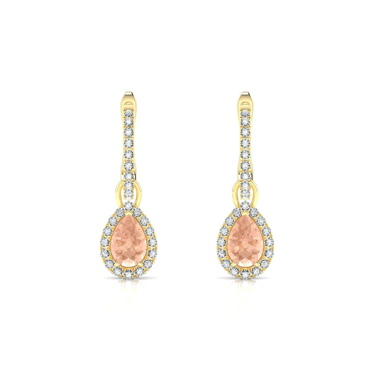 Sunrise | 18k Yellow Gold 6 x 4 mm Pear Morganite Earrings