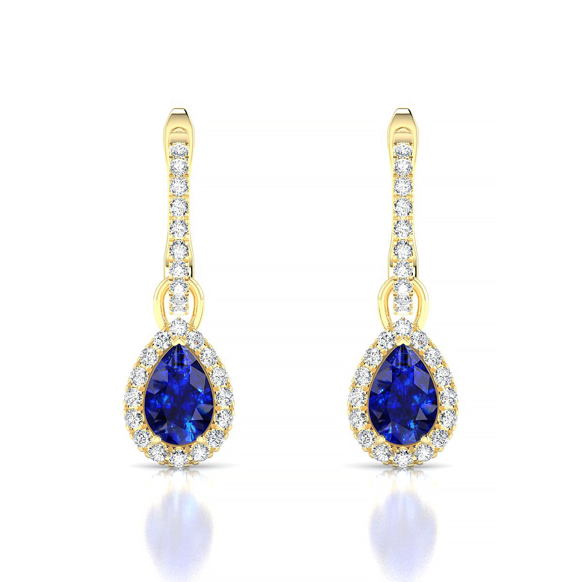 Sunrise | 18k Yellow Gold 6 x 4 mm Pear Sapphire Earrings
