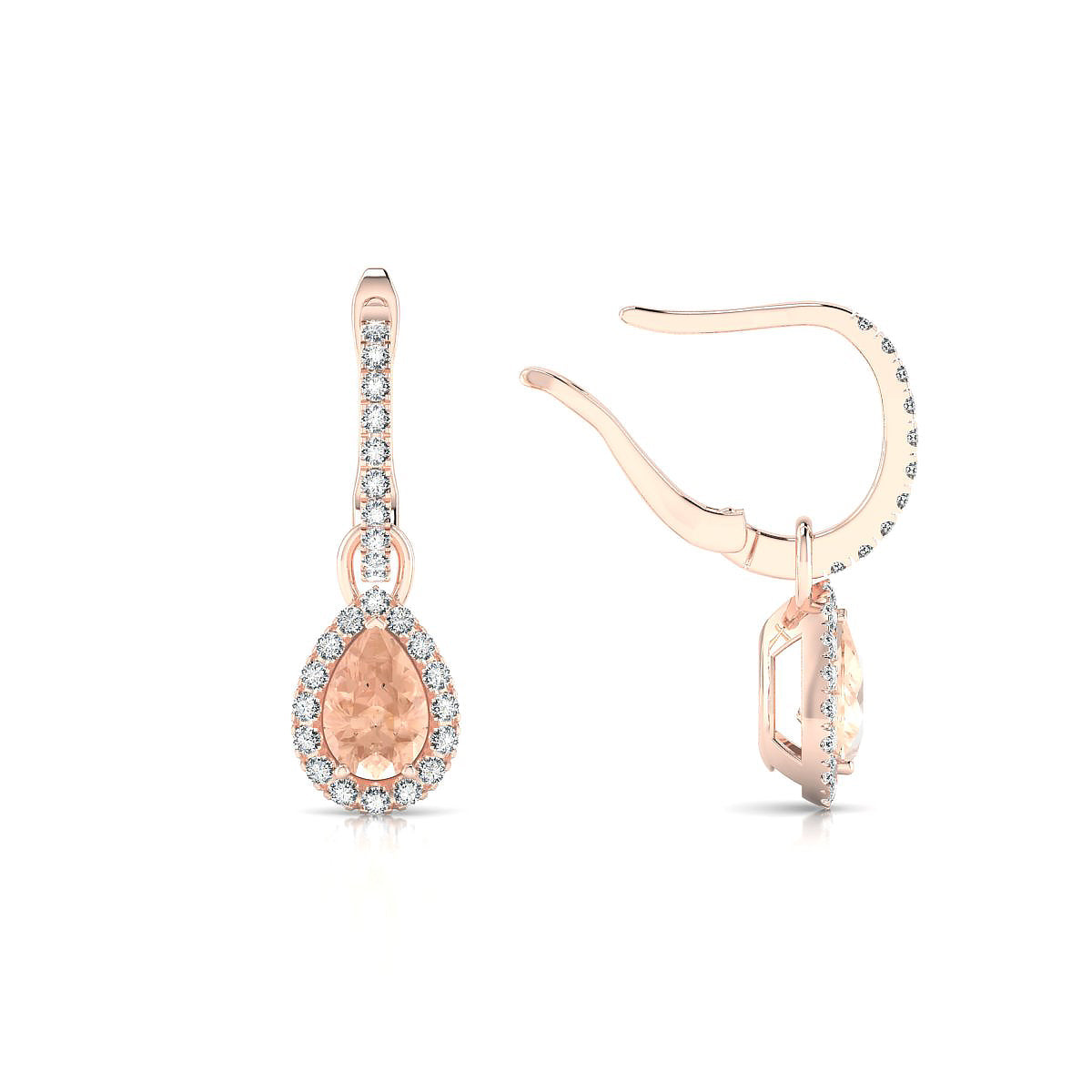 Sunrise | 18k Rose Gold 6 x 4 mm Pear Morganite Earrings