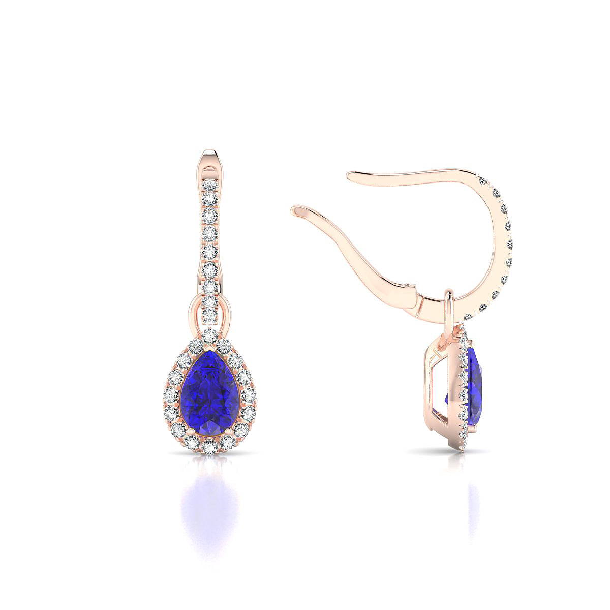 Sunrise | 18k Rose Gold 6 x 4 mm Pear Tanzanite Earrings
