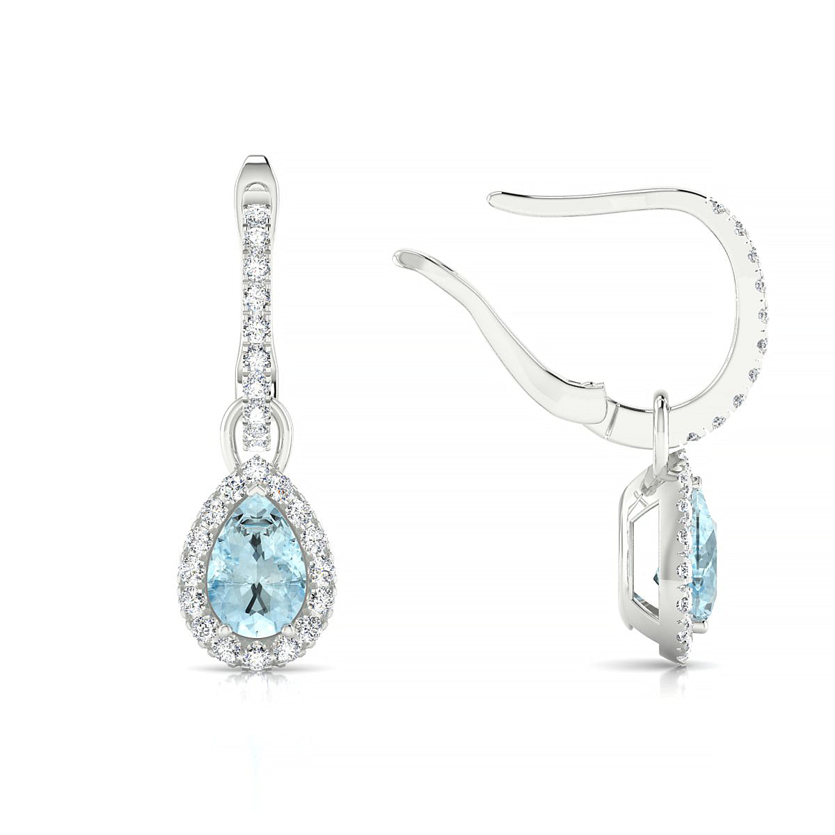 Sunrise | 18k White Gold 6 x 4 mm Pear Aquamarine Earrings