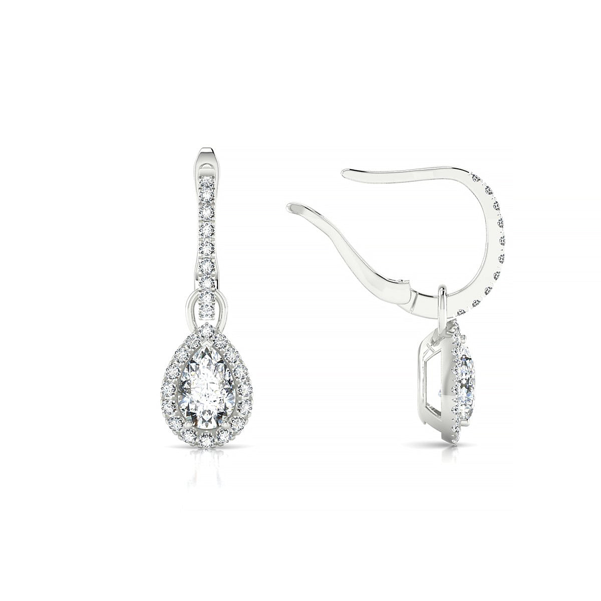 Sunrise | 18k White Gold 6 x 4 mm Pear Diamond Earrings