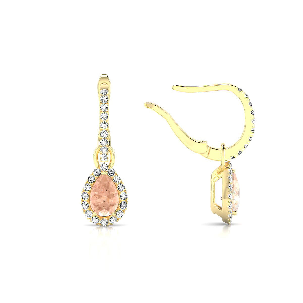 Sunrise | 18k Yellow Gold 6 x 4 mm Pear Morganite Earrings