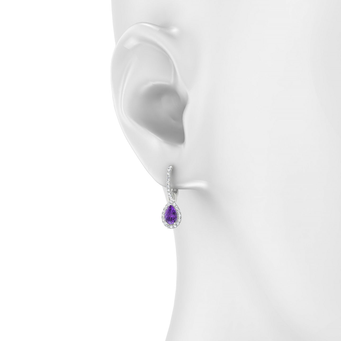 Sunrise | 18k White Gold 6 x 4 mm Pear Amethyst Earrings