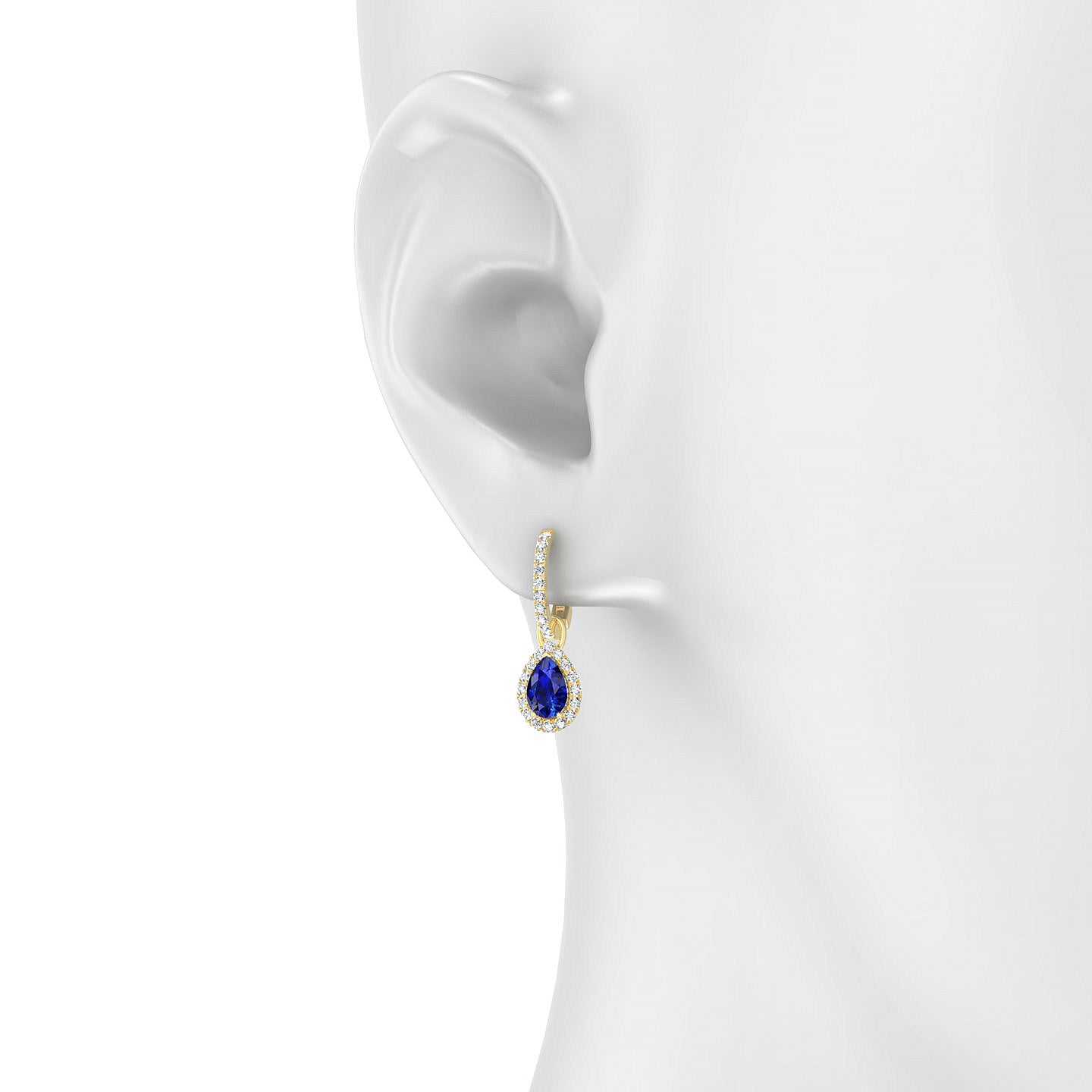 Sunrise | 18k Yellow Gold 6 x 4 mm Pear Sapphire Earrings