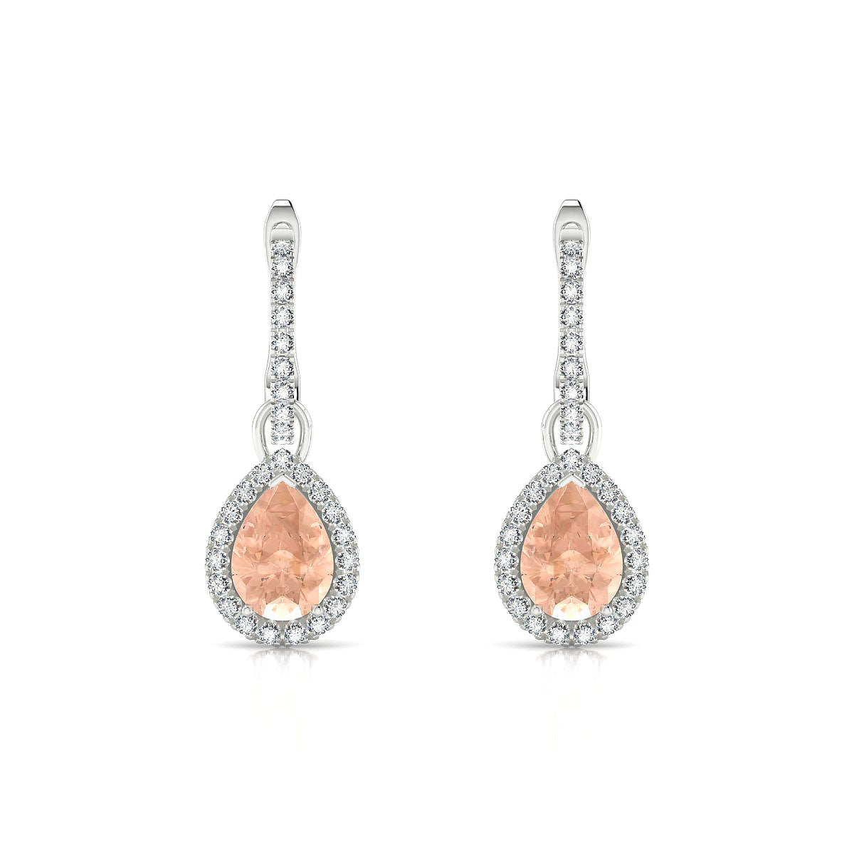 Sunrise | 18k White Gold 7 x 5 mm Pear Morganite Earrings