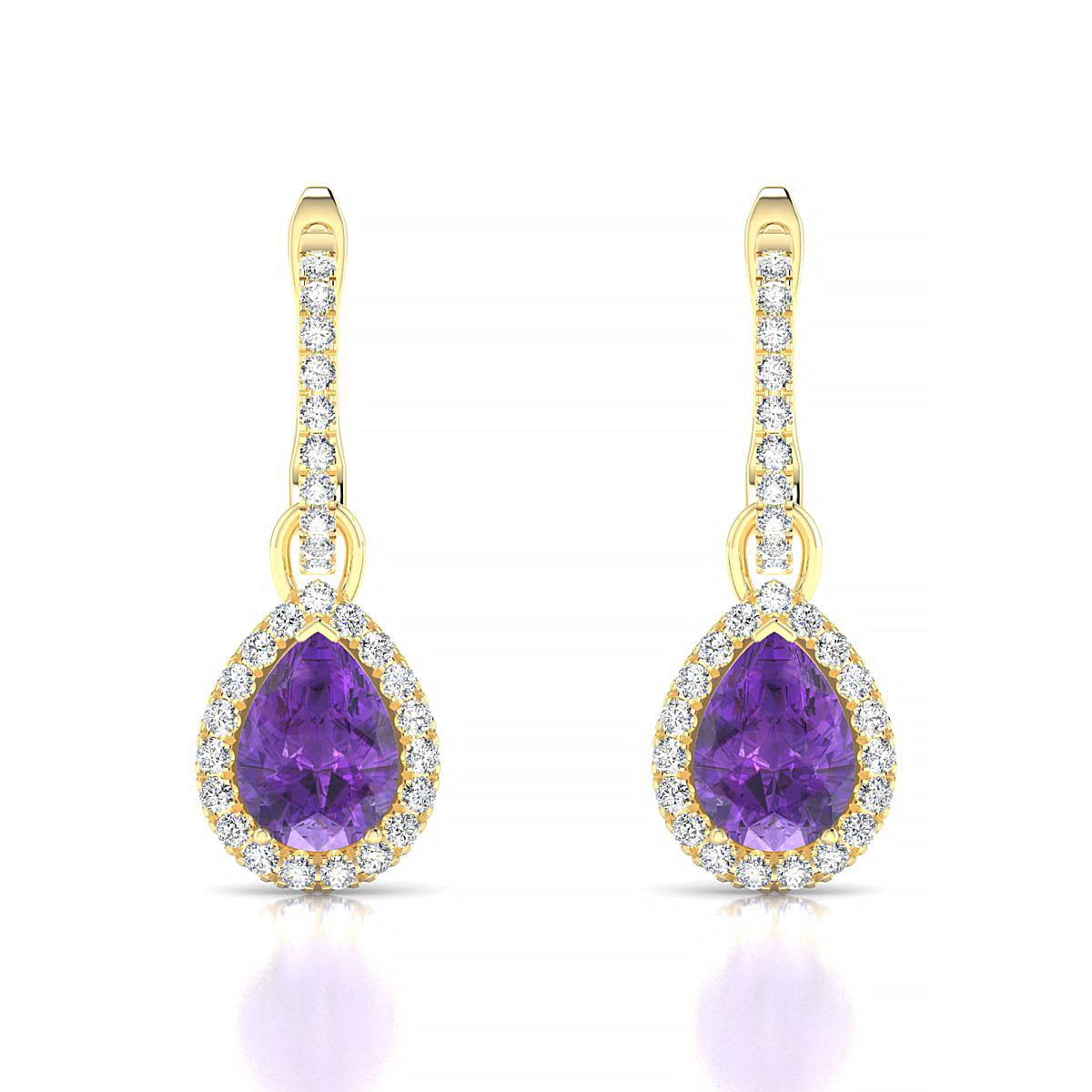 Sunrise | 18k Yellow Gold 7 x 5 mm Pear Amethyst Earrings