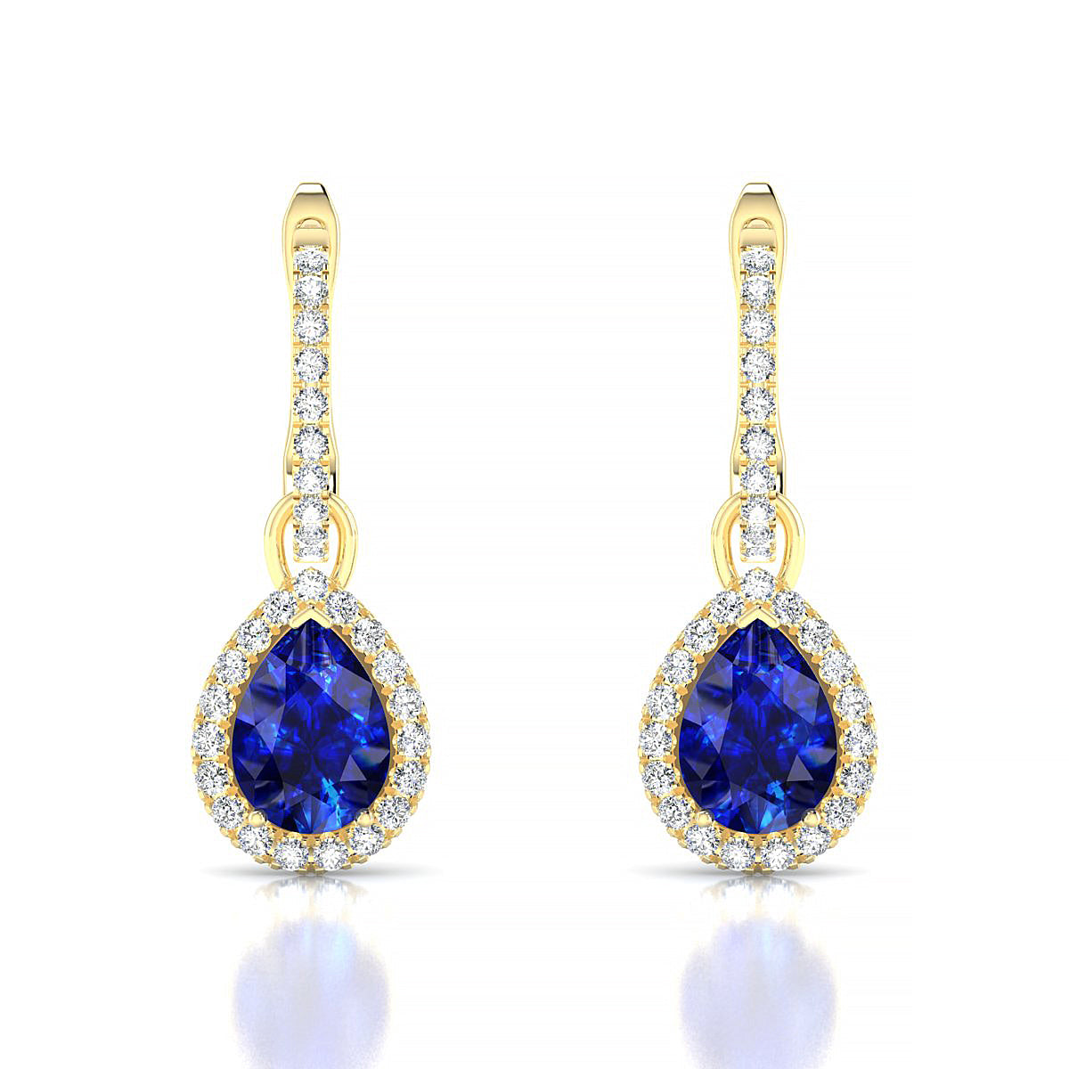 Sunrise | 18k Yellow Gold 7 x 5 mm Pear Sapphire Earrings