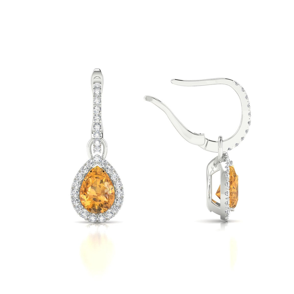 Sunrise | 18k White Gold 7 x 5 mm Pear Citrine Earrings