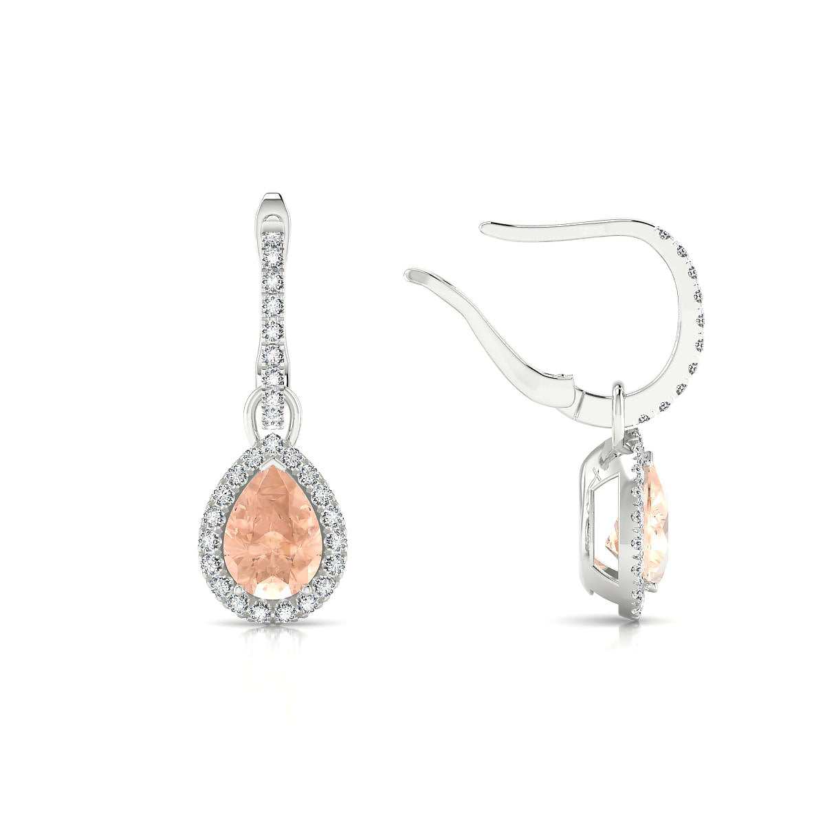 Sunrise | 18k White Gold 7 x 5 mm Pear Morganite Earrings