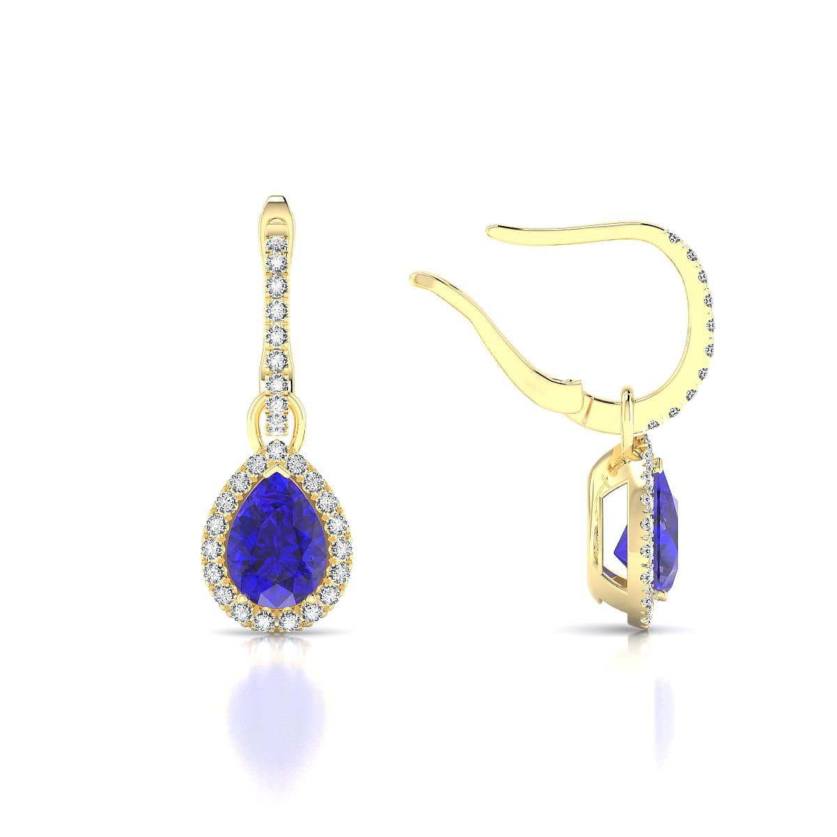 Sunrise | 18k Yellow Gold 7 x 5 mm Pear Tanzanite Earrings