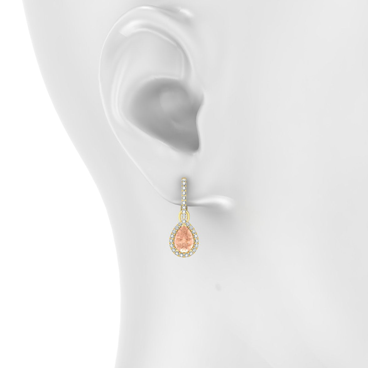 Sunrise | 18k Yellow Gold 7 x 5 mm Pear Morganite Earrings