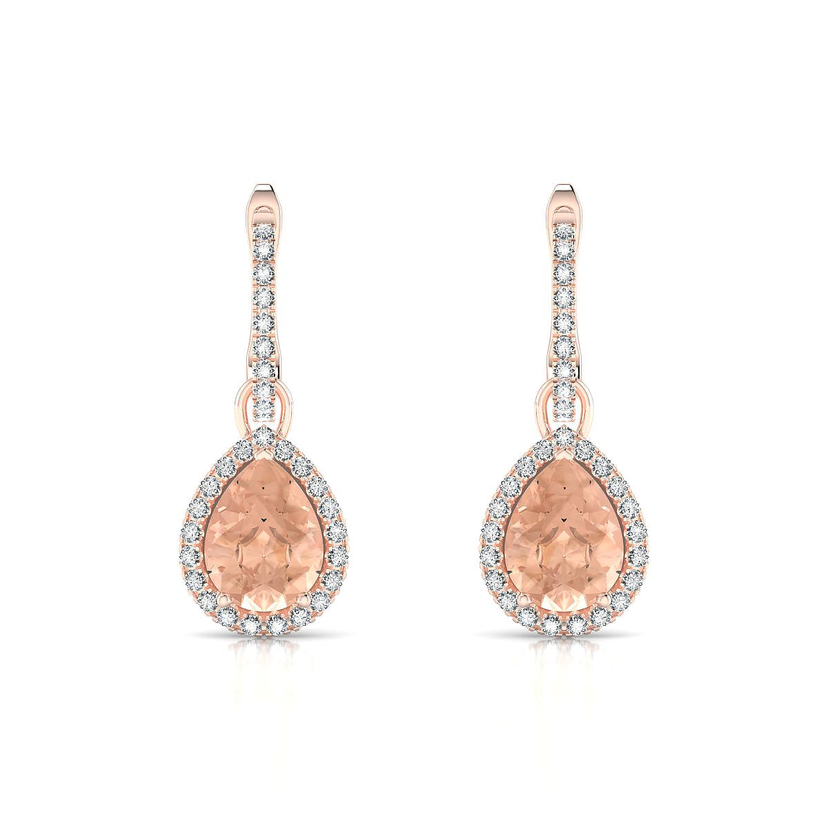 Sunrise | 18k Rose Gold 8 x 6 mm Pear Morganite Earrings