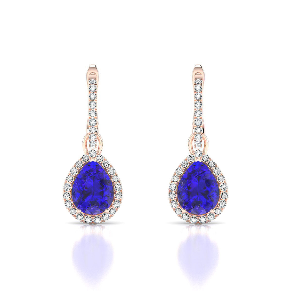 Sunrise | 18k Rose Gold 8 x 6 mm Pear Tanzanite Earrings
