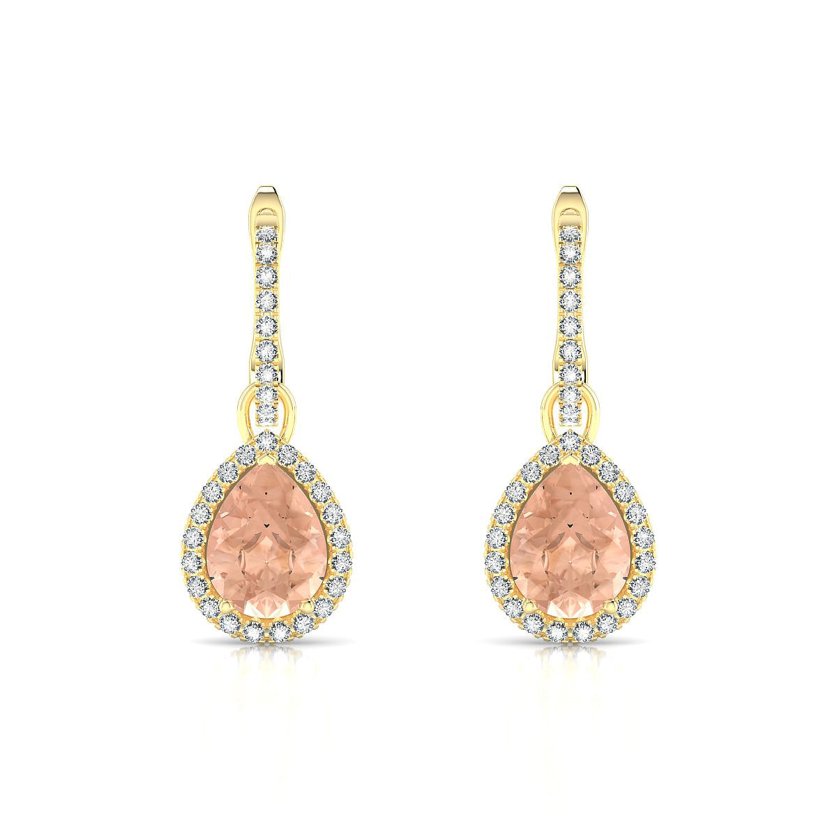 Sunrise | 18k Yellow Gold 8 x 6 mm Pear Morganite Earrings
