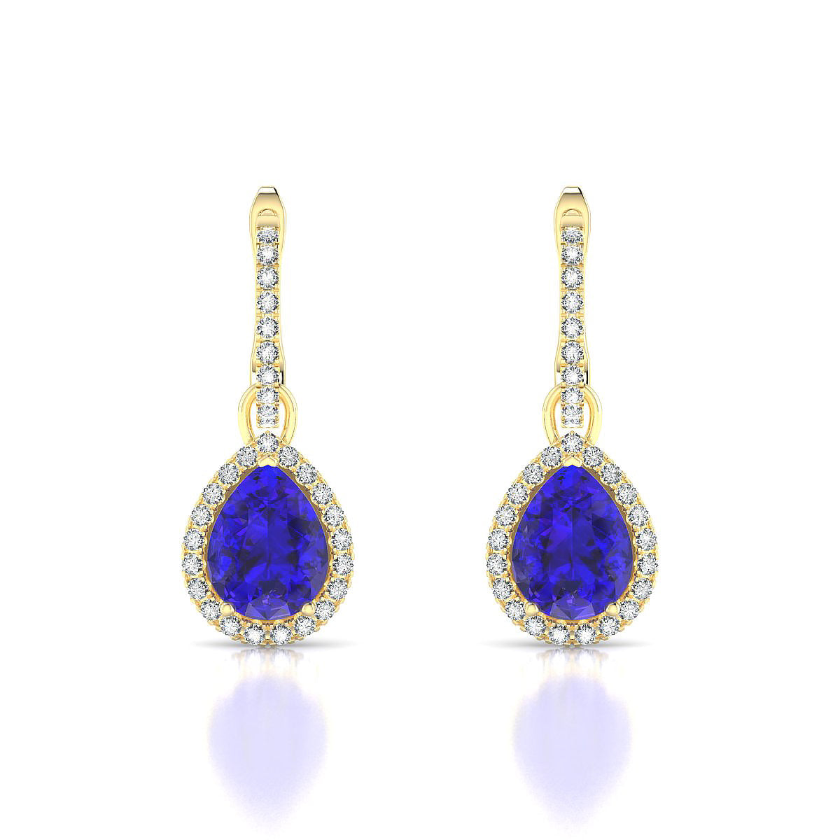 Sunrise | 18k Yellow Gold 8 x 6 mm Pear Tanzanite Earrings