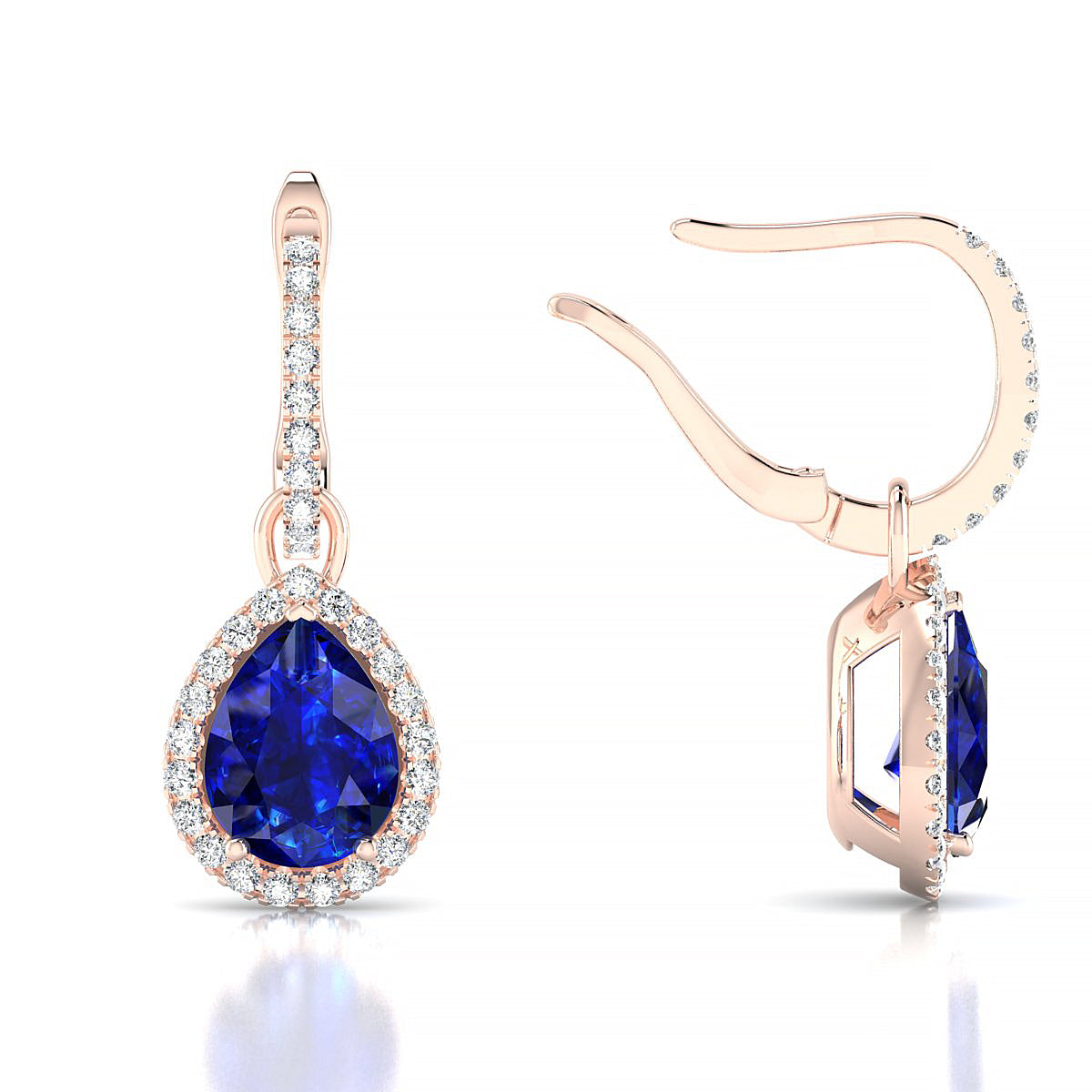 Sunrise | 18k Rose Gold 8 x 6 mm Pear Sapphire Earrings