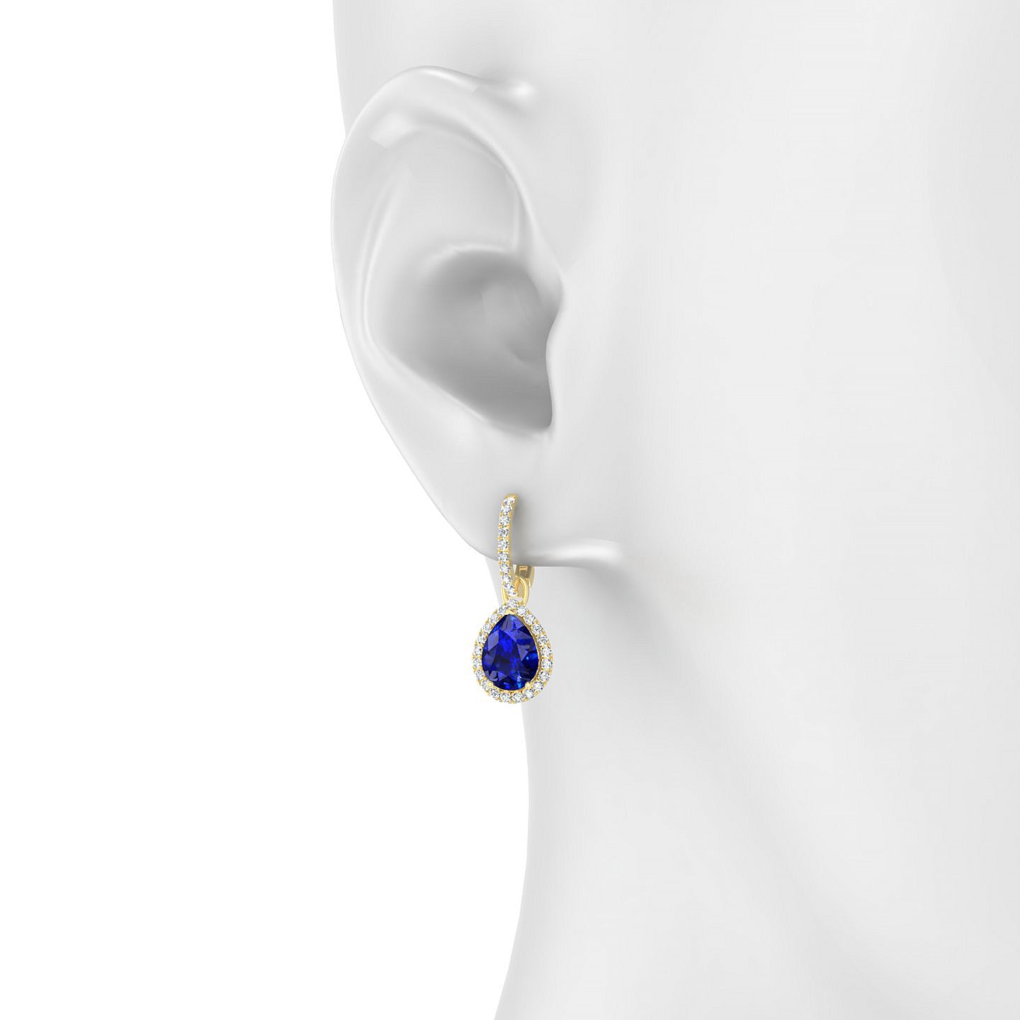 Sunrise | 18k Yellow Gold 8 x 6 mm Pear Sapphire Earrings