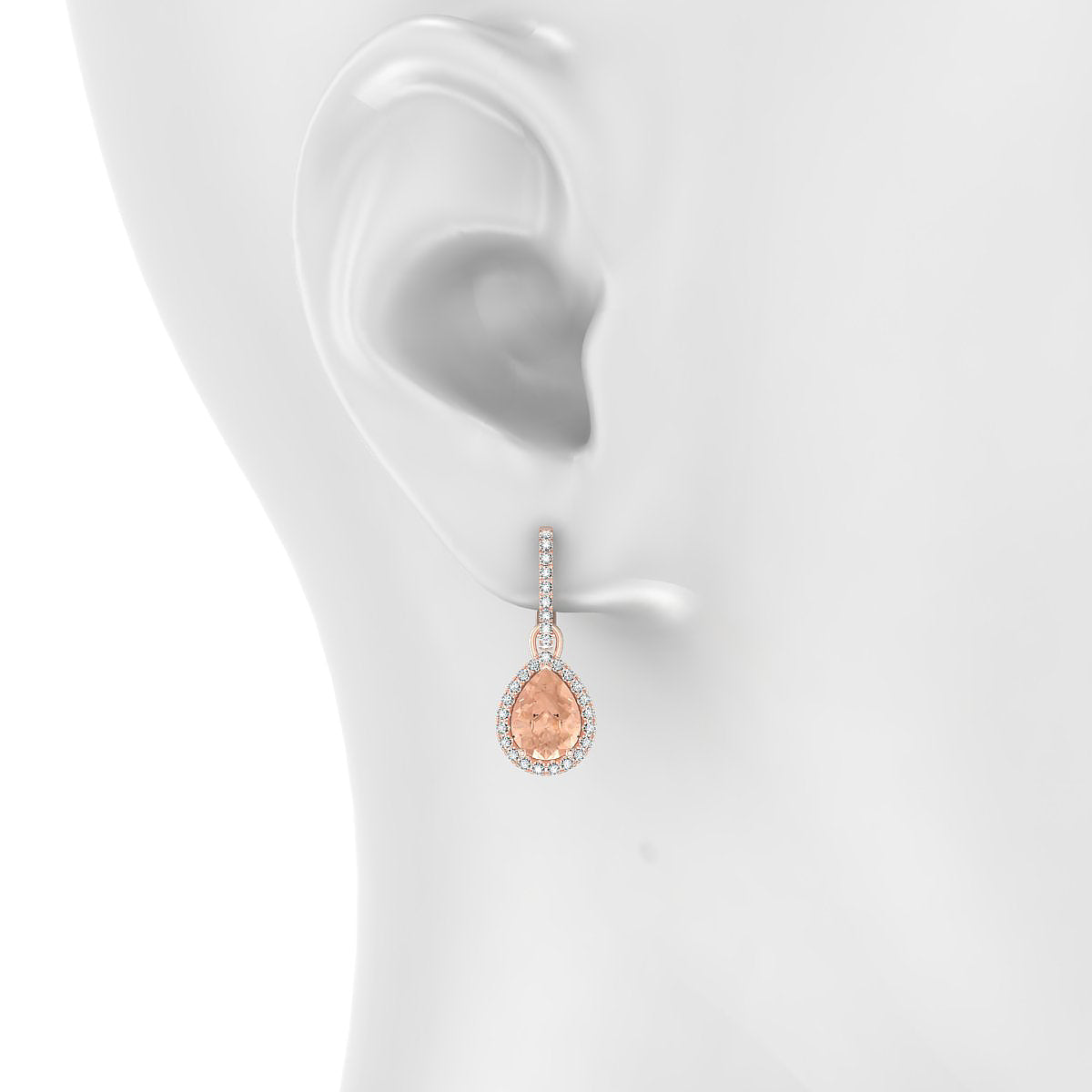 Sunrise | 18k Rose Gold 8 x 6 mm Pear Morganite Earrings