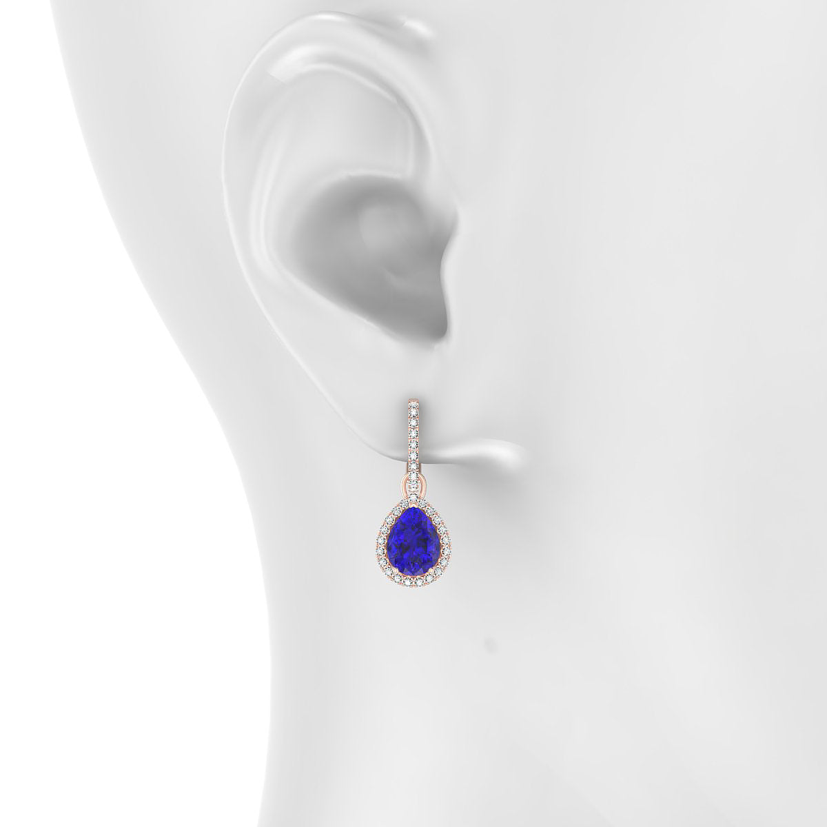 Sunrise | 18k Rose Gold 8 x 6 mm Pear Tanzanite Earrings