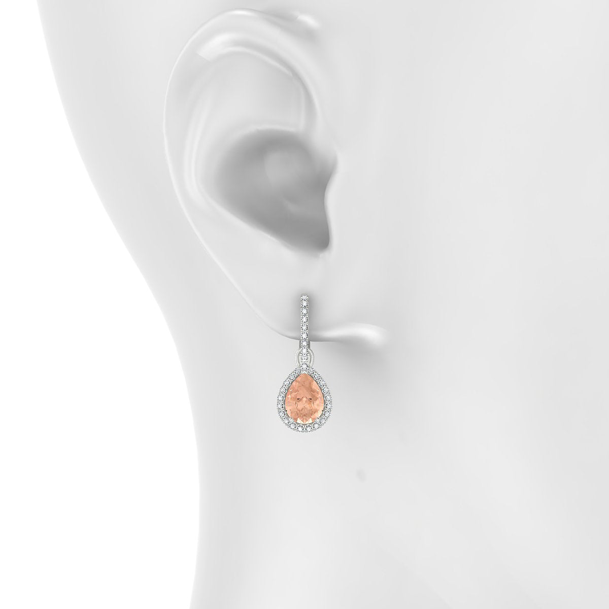 Sunrise | 18k White Gold 8 x 6 mm Pear Morganite Earrings