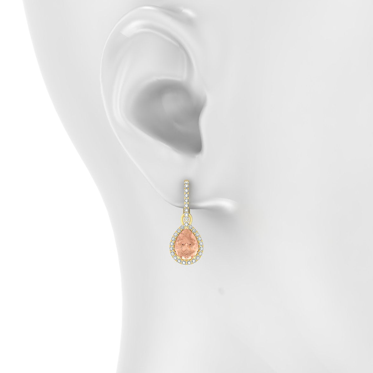 Sunrise | 18k Yellow Gold 8 x 6 mm Pear Morganite Earrings