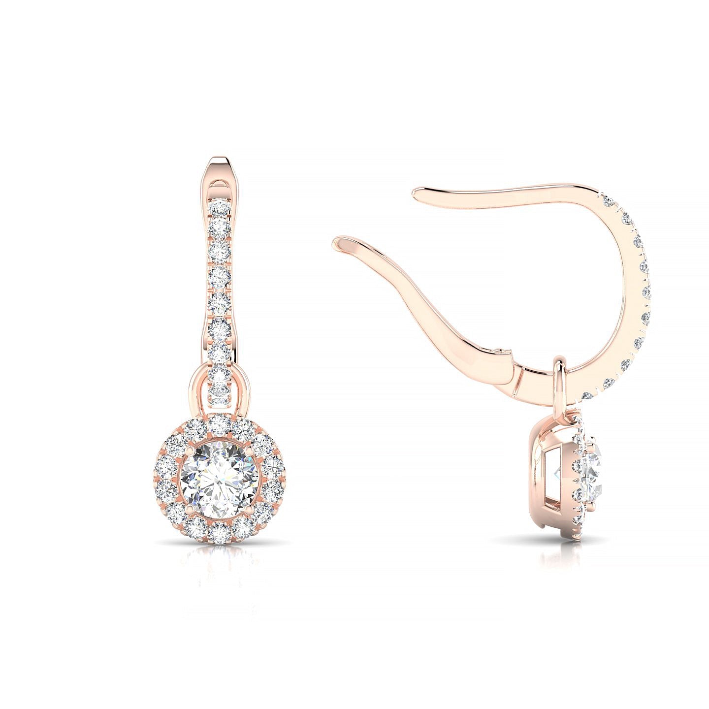 Sunrise | 18k Rose Gold 3.7 mm Round Diamond Earrings