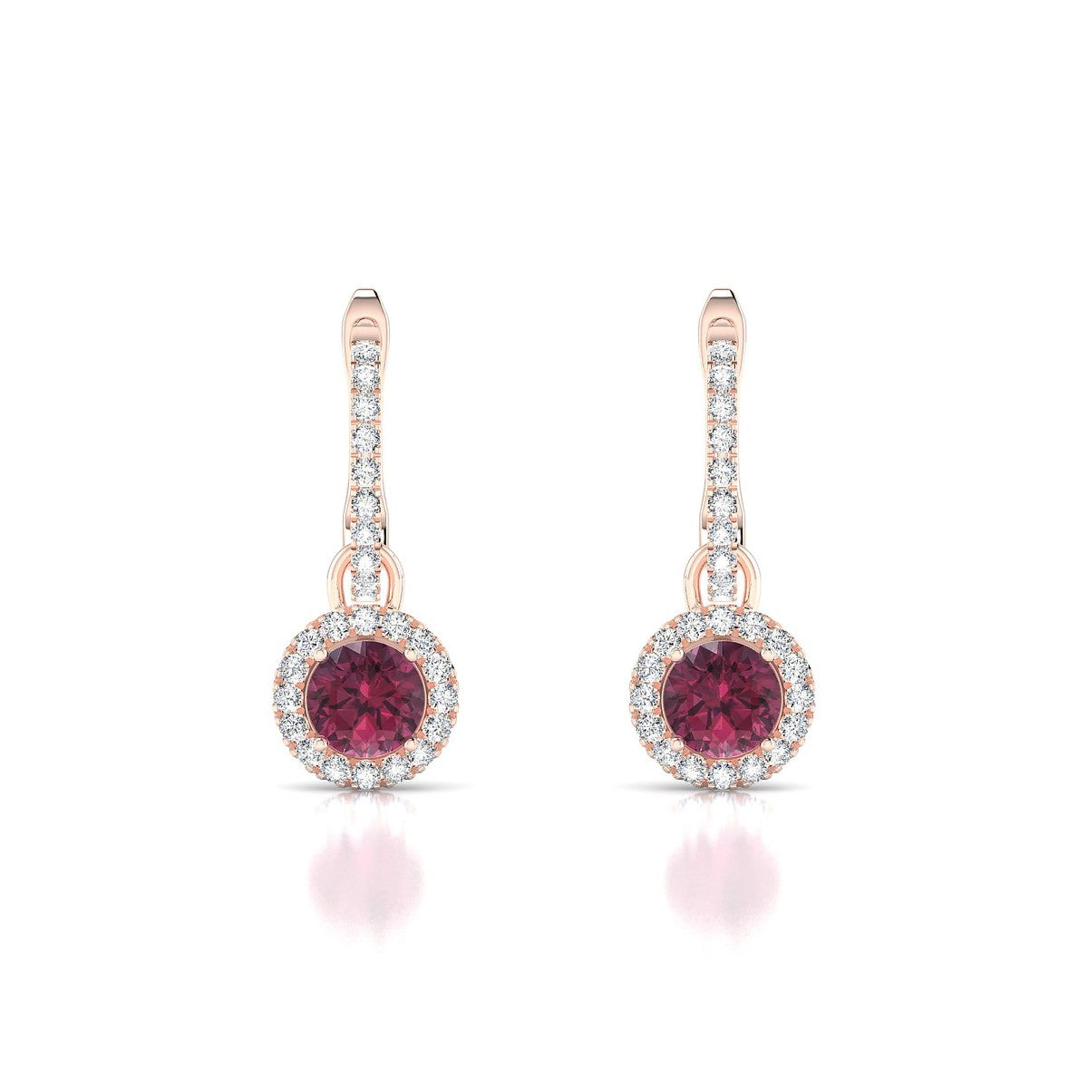 Sunrise | 18k Rose Gold 4.5 mm Round Rhodolite Earrings