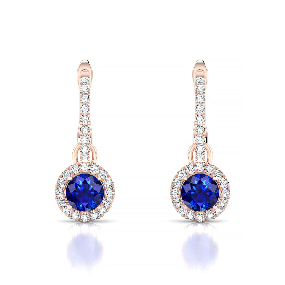Sunrise | 18k Rose Gold 4.5 mm Round Sapphire Earrings