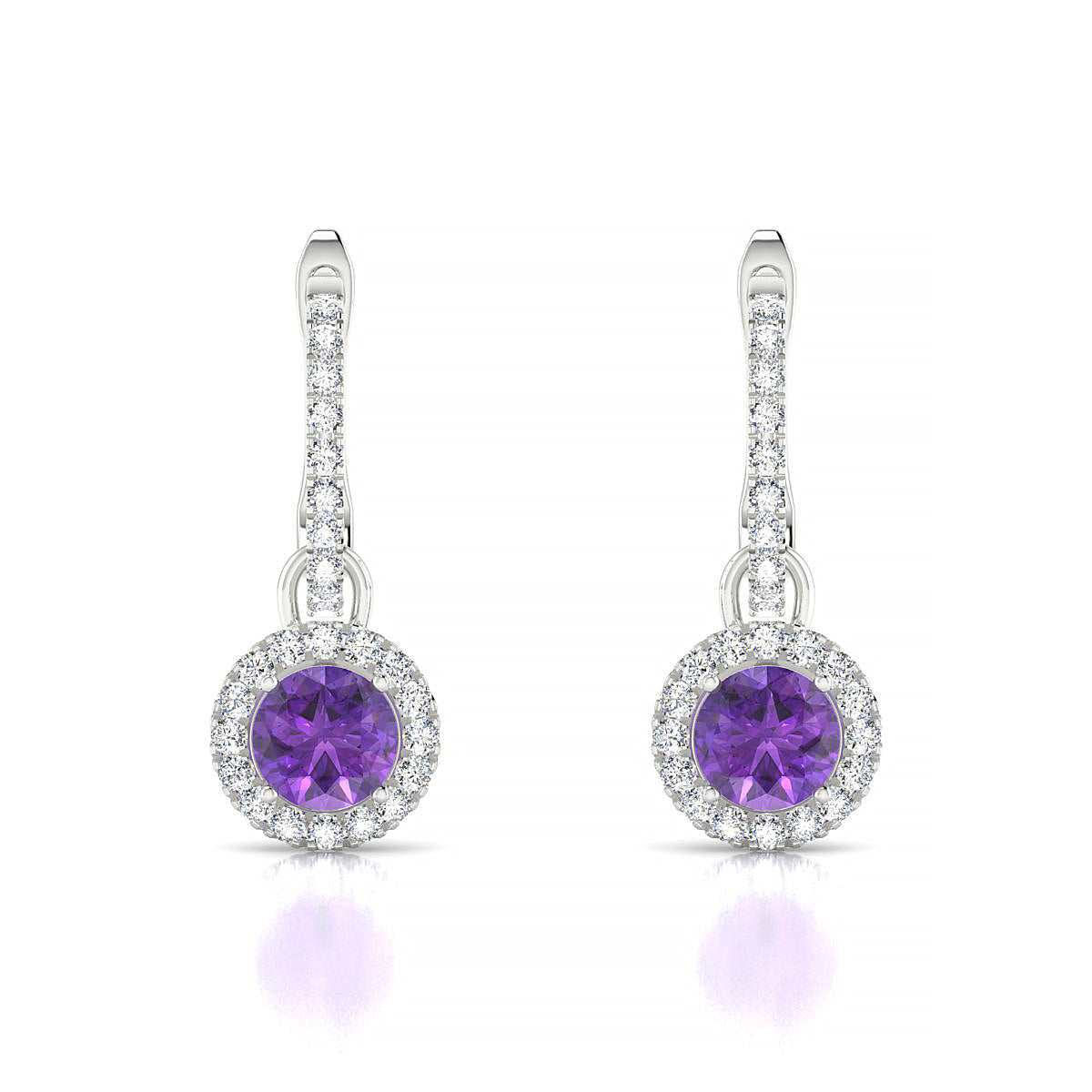 Sunrise | 18k White Gold 4.5 mm Round Amethyst Earrings