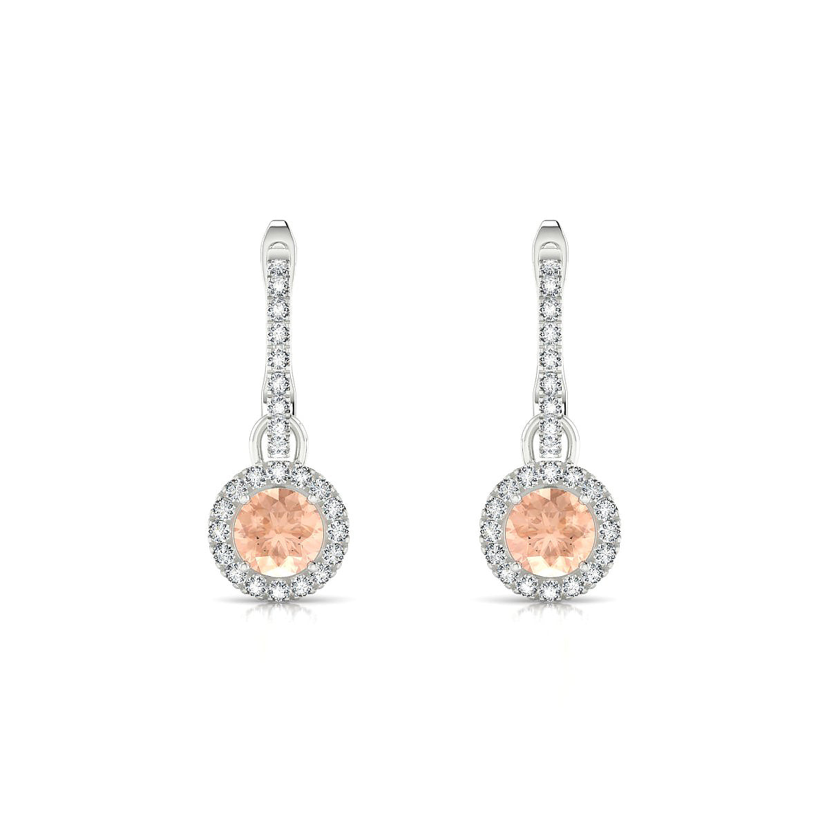Sunrise | 18k White Gold 4.5 mm Round Morganite Earrings