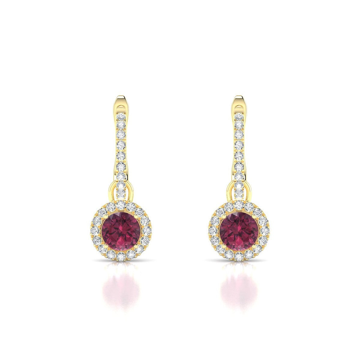 Sunrise | 18k Yellow Gold 4.5 mm Round Rhodolite Earrings